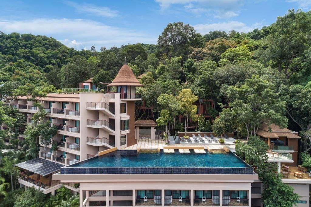 Avani Ao Nang Cliff Krabi Resort above the Andaman, with islands offshore