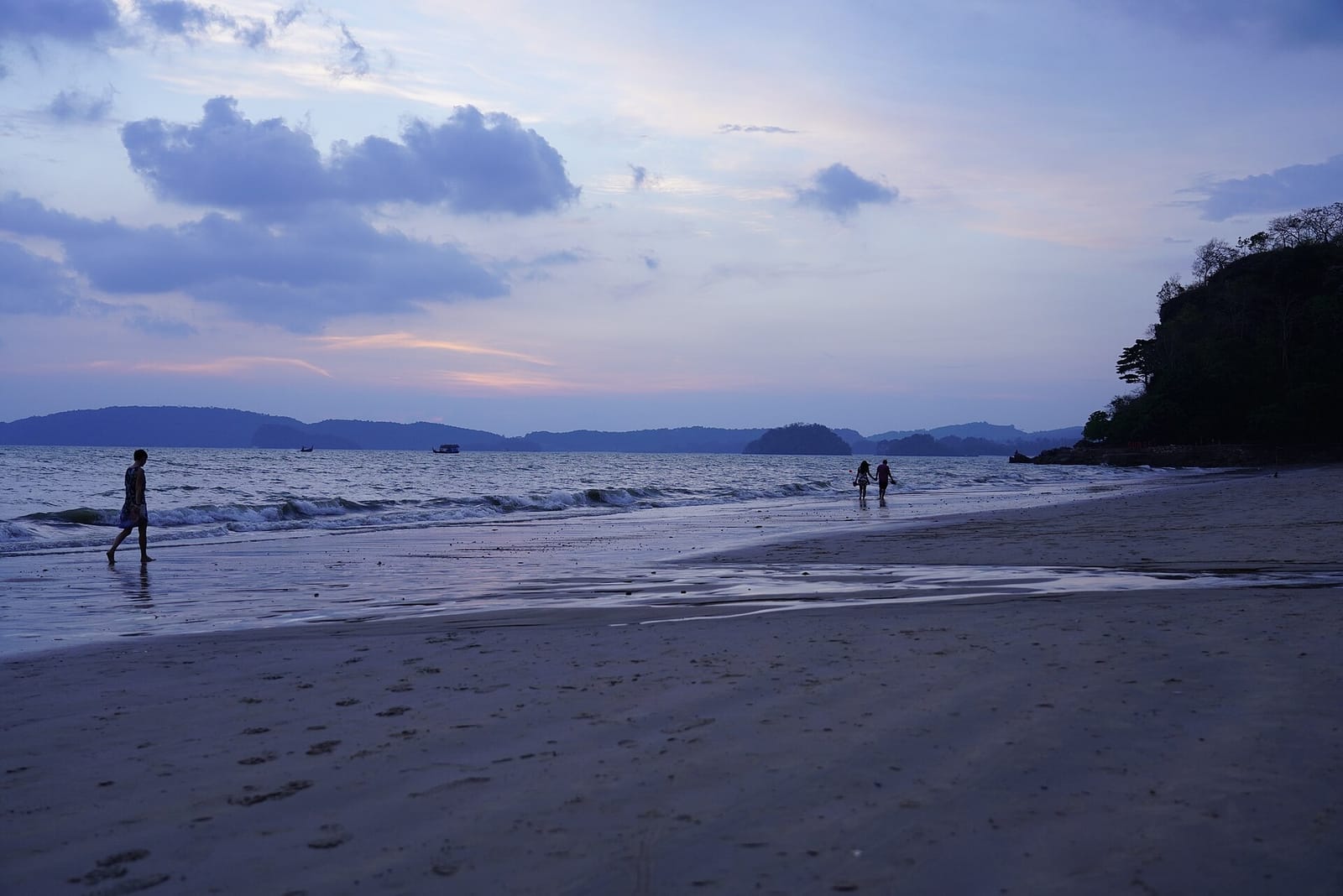 View over Ao Nang in Krabi, the beach road and limestone islands on the horizon